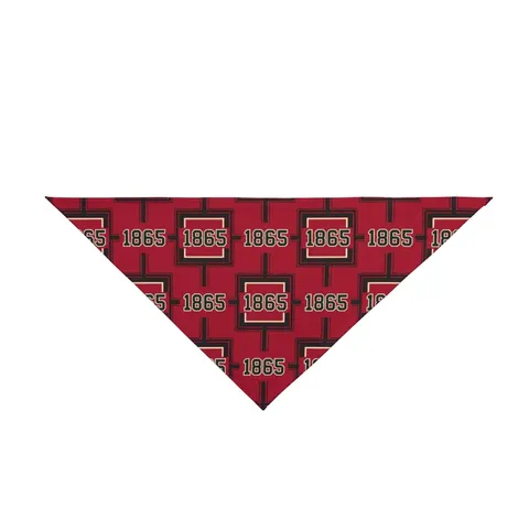 Virginia Union 1865 Crimson & Black Pet Bandana — front view