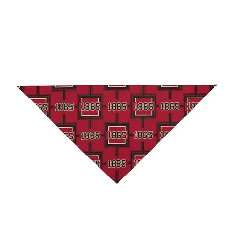 Virginia Union 1865 Crimson & Black Pet Bandana — front view
