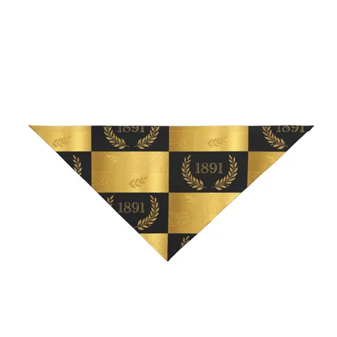 West Virginia State 1891 Black & Gold Pet Bandana — front view