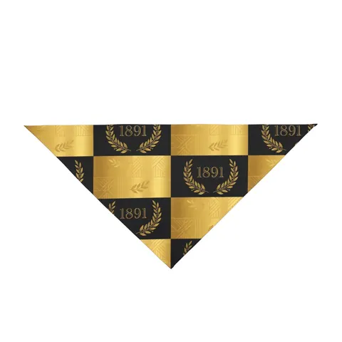 West Virginia State 1891 Black & Gold Pet Bandana — front view