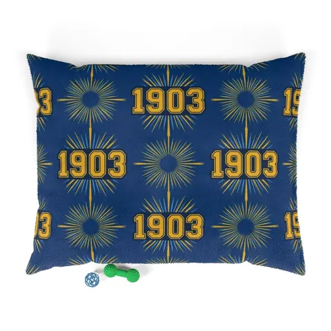 Albany State 1903 Blue & Gold Sunburst Pet Bed — front view
