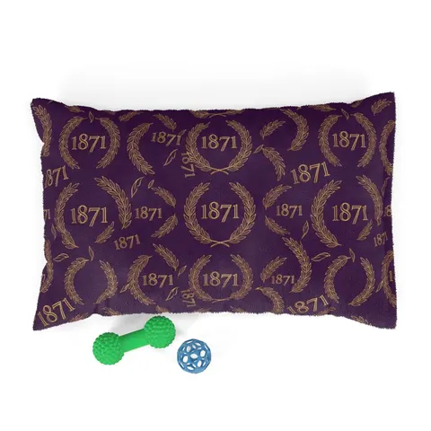 Alcorn 1871 Purple & Gold Academic Pet Bed — front view