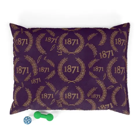 Alcorn 1871 Purple & Gold Academic Pet Bed — front view