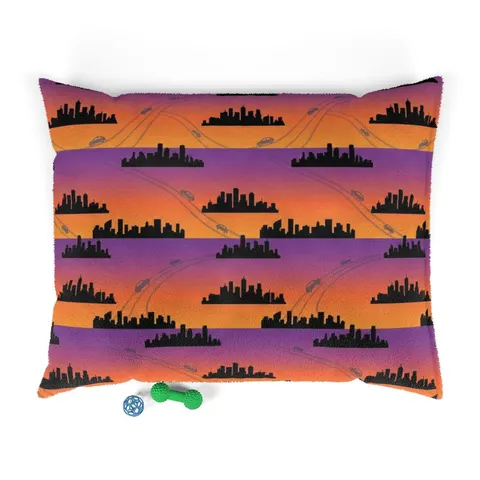 Atlanta Skyline Sunset Silhouette Pet Bed — front view