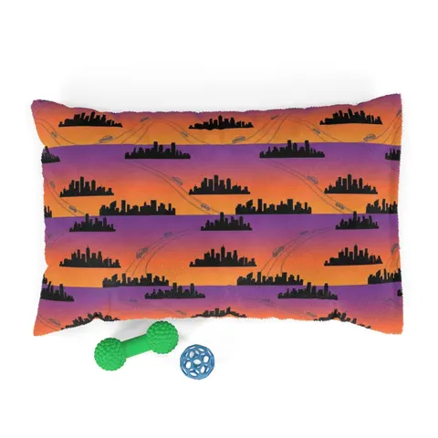 Atlanta Skyline Sunset Silhouette Pet Bed — front view