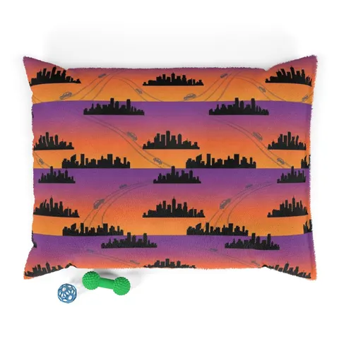 Atlanta Skyline Sunset Silhouette Pet Bed — front view