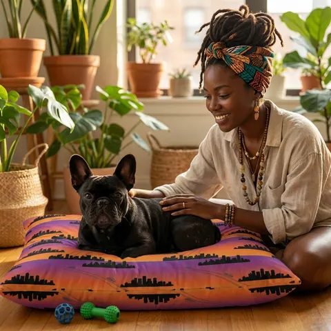 Atlanta Skyline Sunset Silhouette Pet Bed
