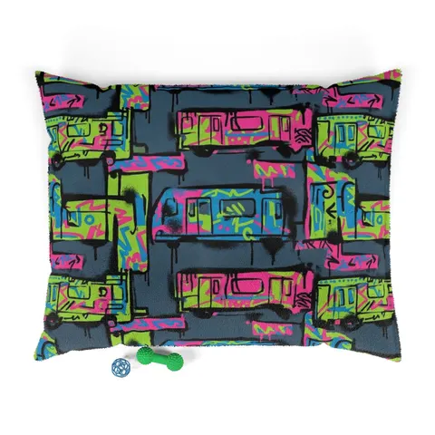 The Bronx Graffiti Train Panels Pet Bed — front view