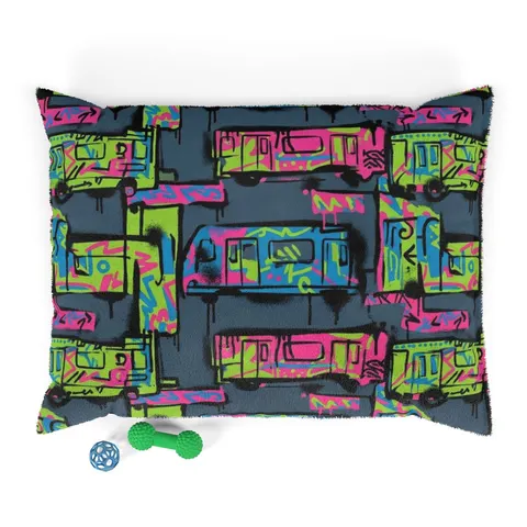 The Bronx Graffiti Train Panels Pet Bed — front view