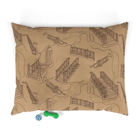 Harlem Brownstone Jazz Lines Pet Bed — front view