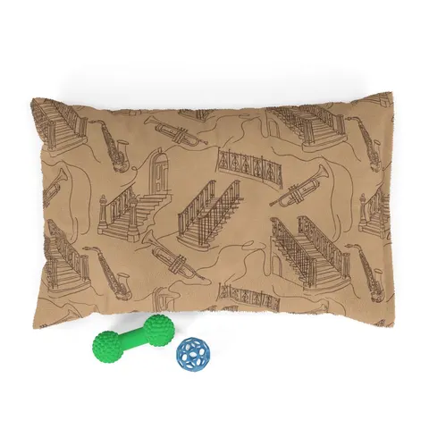 Harlem Brownstone Jazz Lines Pet Bed — front view