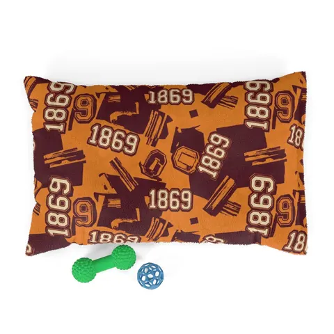 Claflin 1869 Orange & Maroon Pet Bed — front view