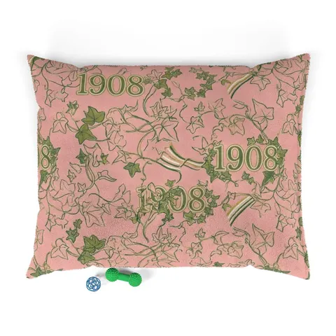 AKA 1908 Pink & Green Ivy Pattern Pet Bed — front view