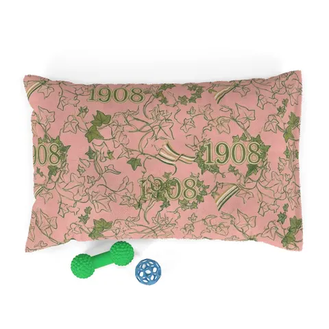AKA 1908 Pink & Green Ivy Pattern Pet Bed — front view