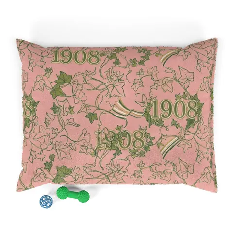 AKA 1908 Pink & Green Ivy Pattern Pet Bed — front view