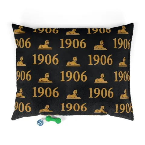 Alpha 1906 Black & Old Gold Pet Bed — front view