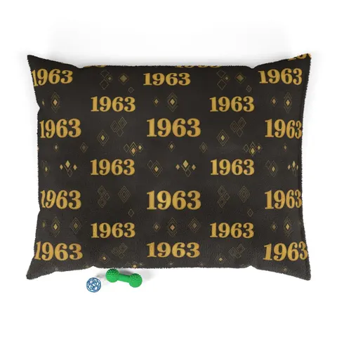 Iota 1963 Charcoal Brown & Gilded Gold Pet Bed — front view