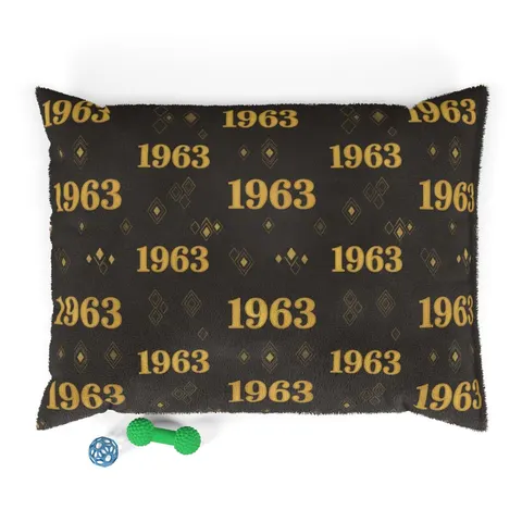 Iota 1963 Charcoal Brown & Gilded Gold Pet Bed — front view