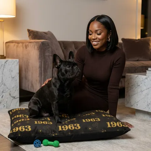 Iota 1963 Charcoal Brown & Gilded Gold Pet Bed