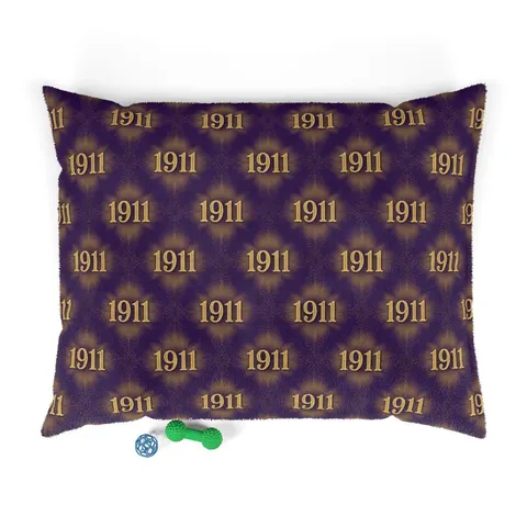 Omega 1911 Purple & Gold Glow Pet Bed — front view