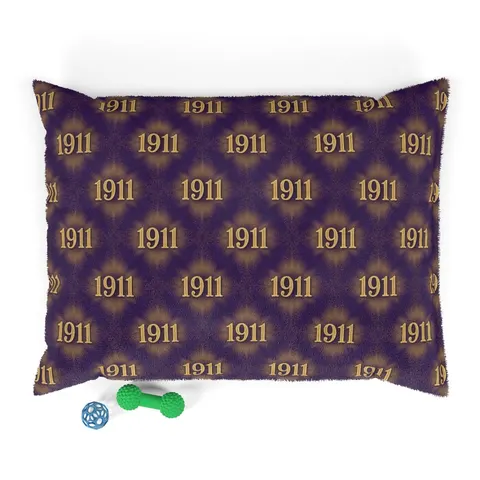 Omega 1911 Purple & Gold Glow Pet Bed — front view
