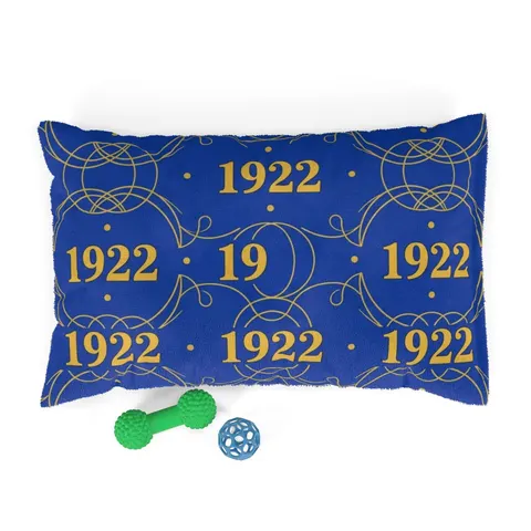 SGRho 1922 Royal Blue & Gold Pet Bed — front view