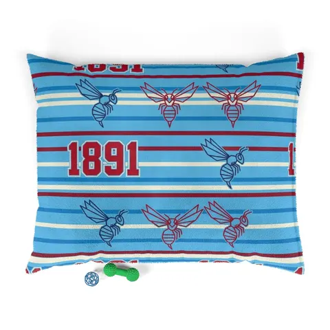 Delaware State 1891 Red & Blue Pet Bed — front view