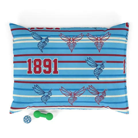 Delaware State 1891 Red & Blue Pet Bed — front view