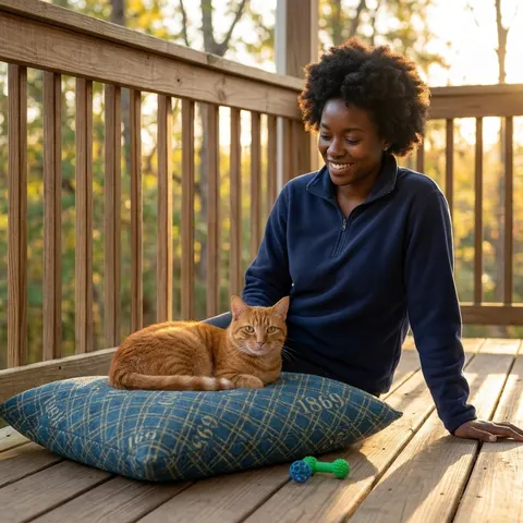 Dillard 1869 Azure & Gold Grid Pet Bed