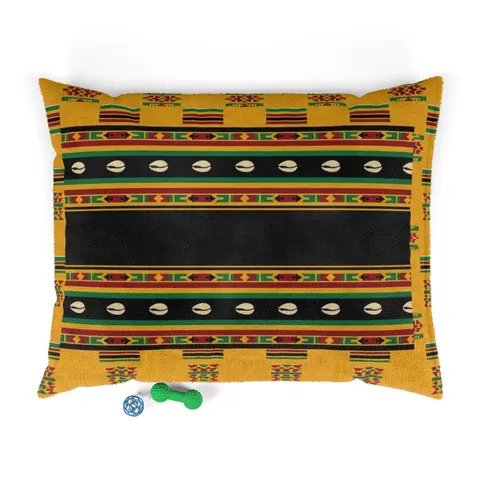 Faith Flag Afro-Spiritual Cowrie & Kente Pet Bed — front view