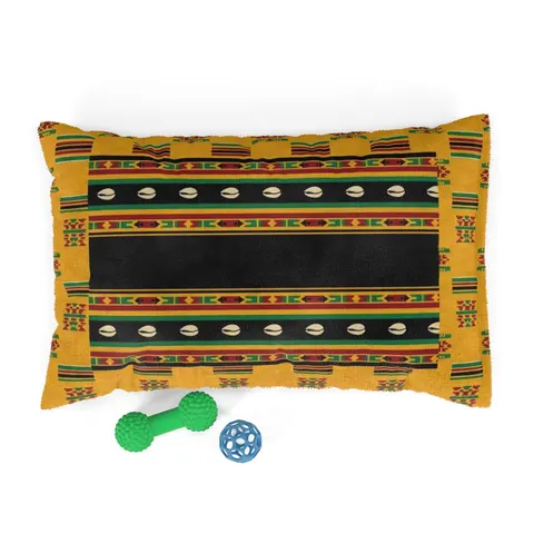 Faith Flag Afro-Spiritual Cowrie & Kente Pet Bed — front view