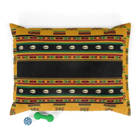 Faith Flag Afro-Spiritual Cowrie & Kente Pet Bed — front view