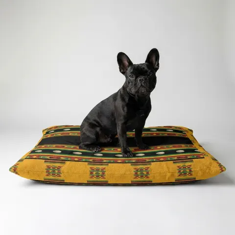Faith Flag Afro-Spiritual Cowrie & Kente Pet Bed
