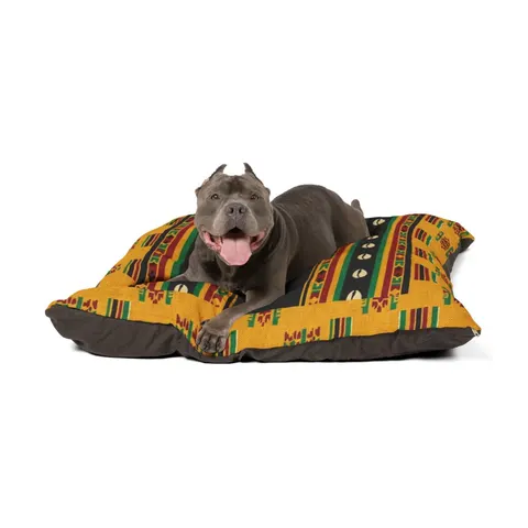 Faith Flag Afro-Spiritual Cowrie & Kente Pet Bed — other view