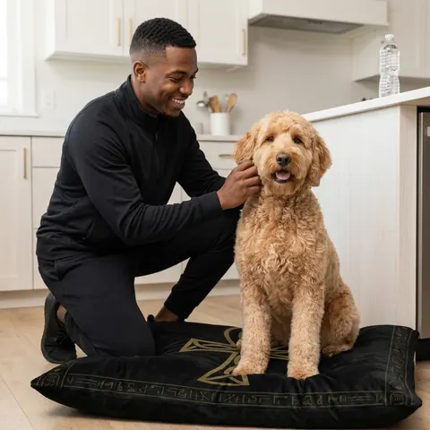 Faith Flag Ankh Gold on Black Pet Bed