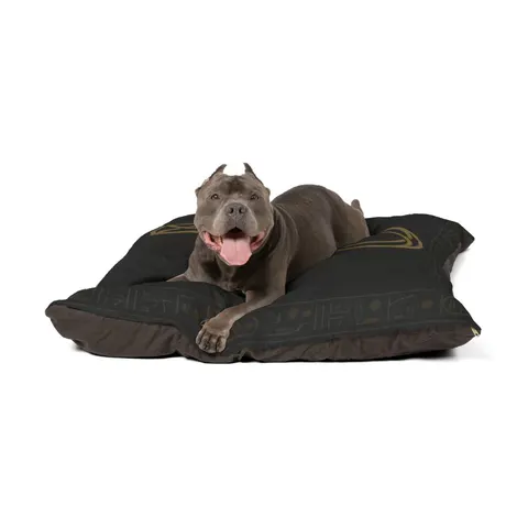 Faith Flag Ankh Gold on Black Pet Bed — other view