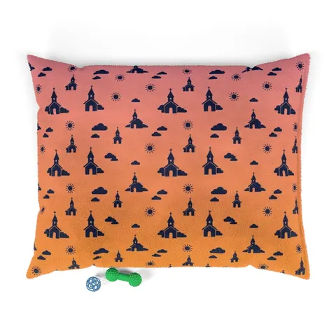 Faith Flag Black Church Sunrise Pet Bed — front view