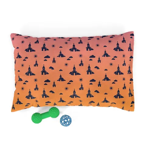 Faith Flag Black Church Sunrise Pet Bed — front view
