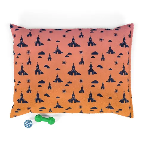 Faith Flag Black Church Sunrise Pet Bed — front view