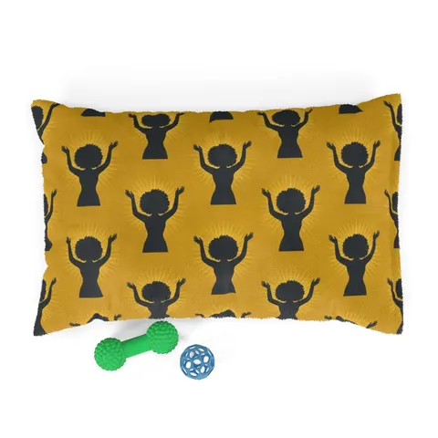 Faith Flag Black Woman in Praise Silhouette Pet Bed — front view