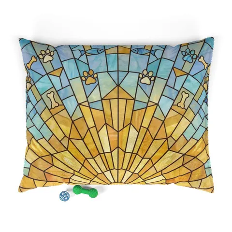 Faith Flag Sunburst Sanctuary Pet Bed — front view
