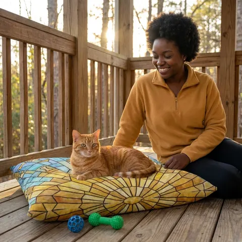 Faith Flag Sunburst Sanctuary Pet Bed
