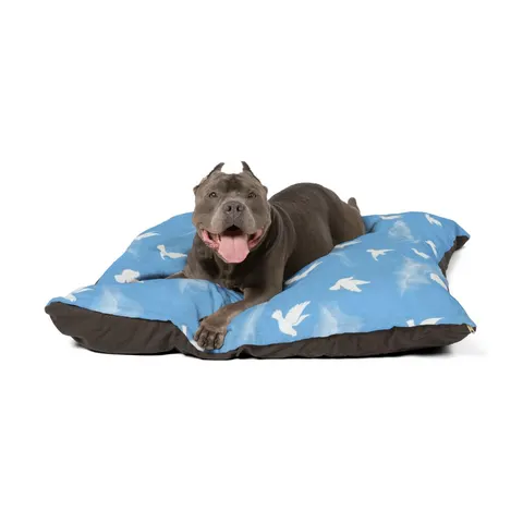 Faith Flag Dove on Sky Blue Pet Bed — other view