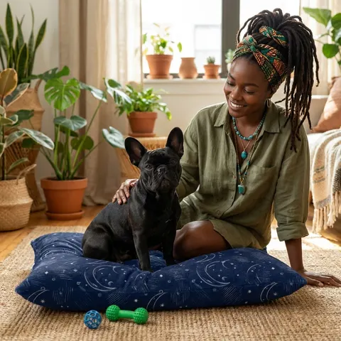 Faith Flag Crescent Moon Night Sky Pet Bed