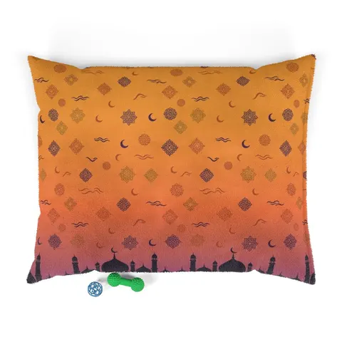 Faith Flag Mosque Sunset Silhouette Pet Bed — front view