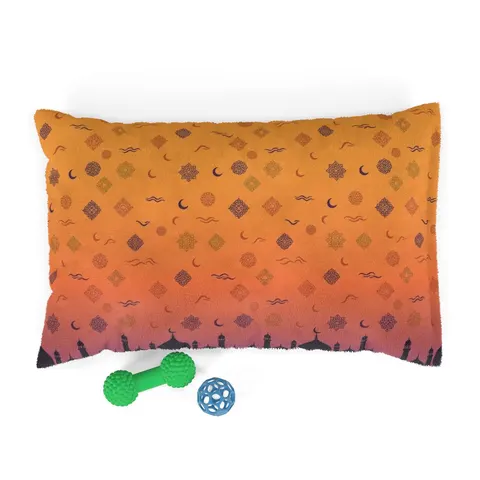 Faith Flag Mosque Sunset Silhouette Pet Bed — front view