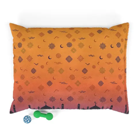 Faith Flag Mosque Sunset Silhouette Pet Bed — front view