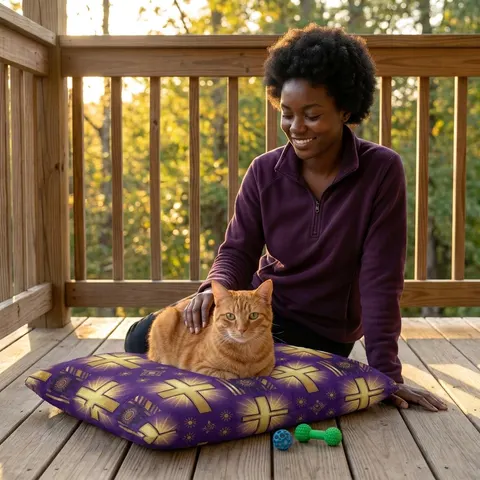 Faith Flag Praise Purple & Gold Cross Pet Bed