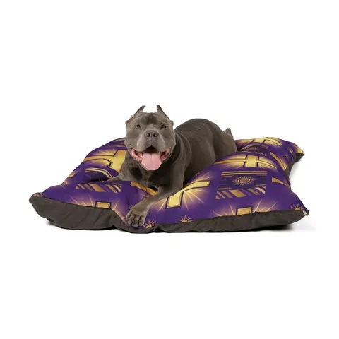 Faith Flag Praise Purple & Gold Cross Pet Bed — other view