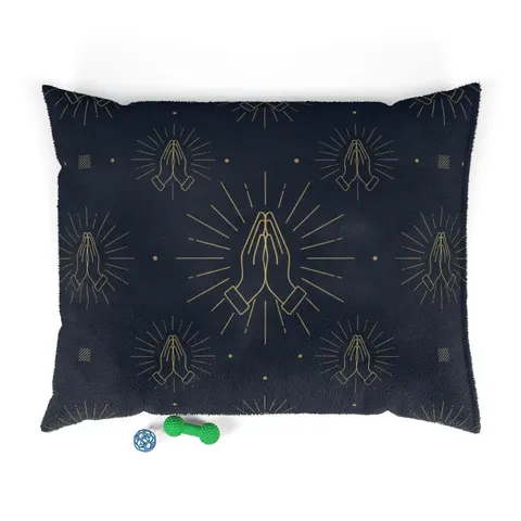 Faith Flag Praying Hands Silhouette Pet Bed — front view